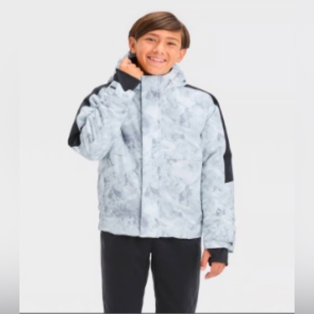 Kids' Unisex Gray Hooded Snow-sport Coat 3M Thinsulate -All In Motion Medium NWT